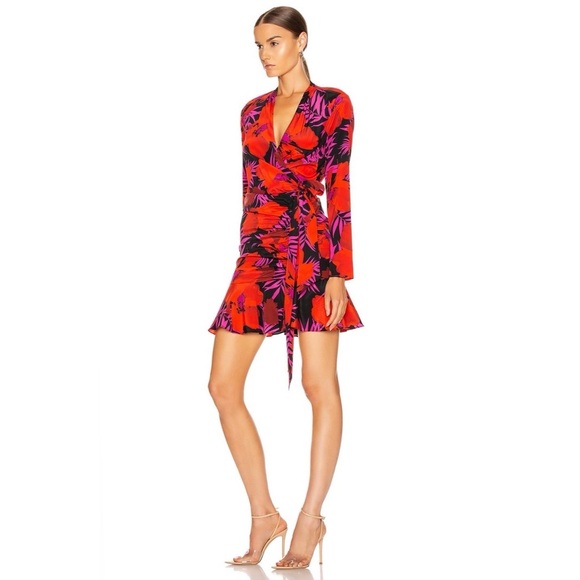 Veronica Beard Lorina Floral Long Sleeve Silk Stretch Minidress In Poppy Multi - Picture 7 of 16